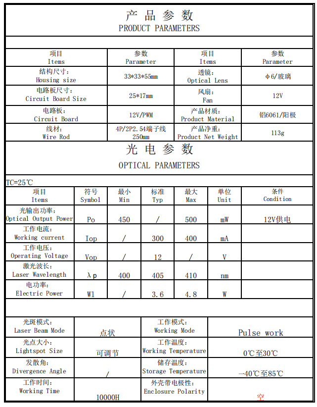 600mW Violet Laser Module 600mW Violet Laser Module