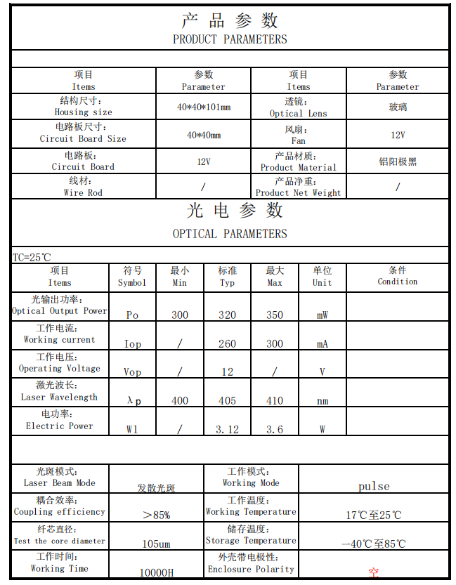 Violet Fiber Coupled Laser Module