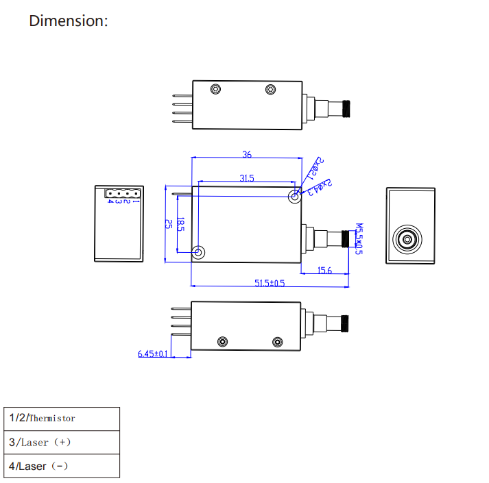 Space Coupling Fiber Laser Module 